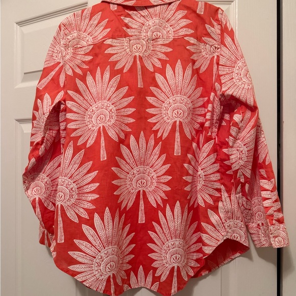 SPARTINA 449 CALLIE LINEN SHIRT IN PALMETTO RED - Picture 5 of 6